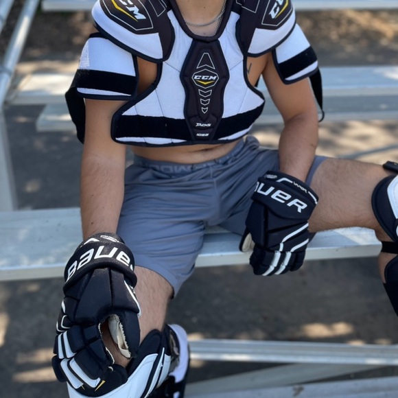 BAUER VAPORMAX X60 HOCKEY GLOVES 12” 30cm DYNAMIC ERGO THUMB JOCK JUNIOR MEN PRO - Picture 11 of 17